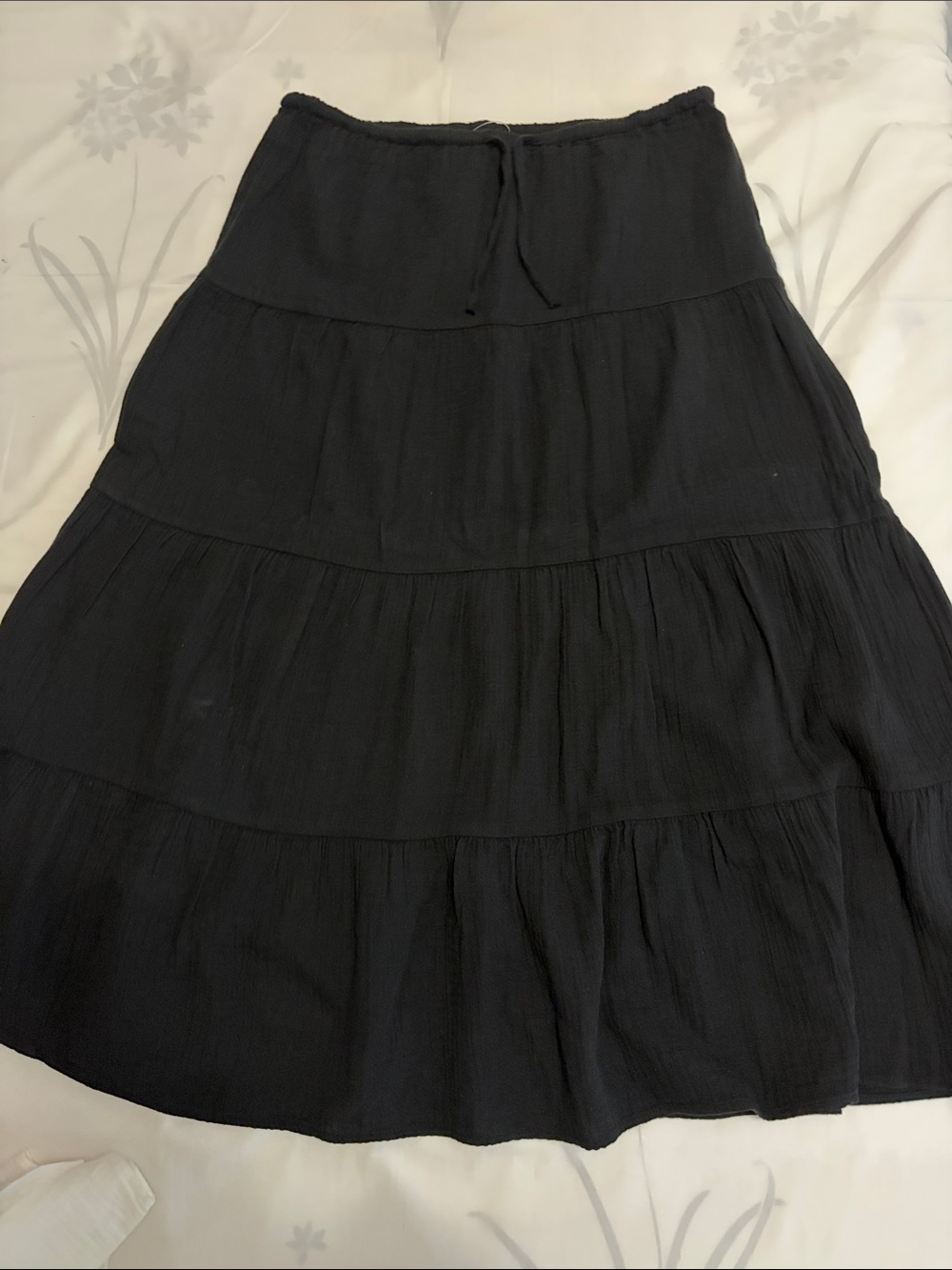 GAP Black Tiered Maxi Skirt Petite M, 100% cotton gauze